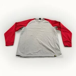 DeMarini Mens Red Gray Colorblock Thermal Fleece Pullover Long Sleeve Size L